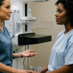 black woman getting a mammogram in PG County