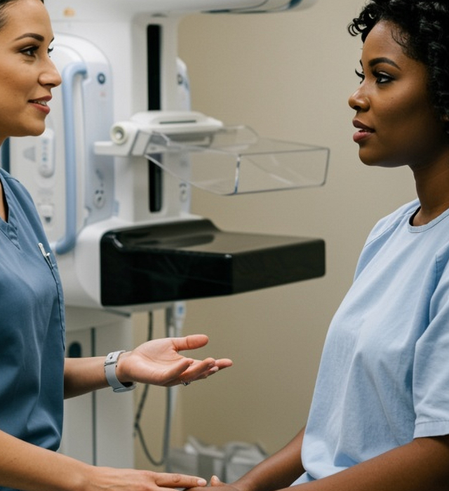 black woman getting a mammogram in PG County