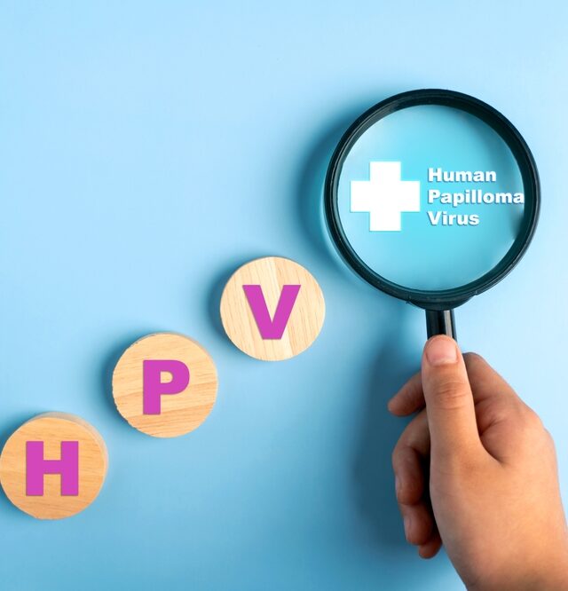 HPV graphic with magnifying glass
