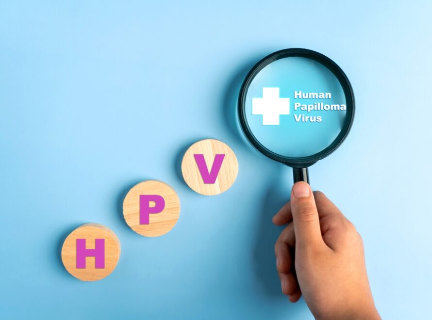 HPV graphic with magnifying glass